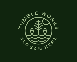 Tree Fish Waves logo design