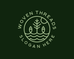 Tree Fish Waves logo design