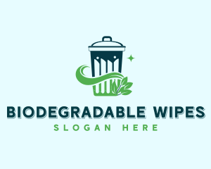 Sustainable Leaf Trash Bin logo design