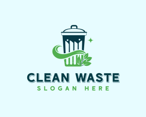 Sustainable Leaf Trash Bin logo design