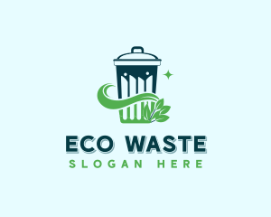 Sustainable Leaf Trash Bin logo design