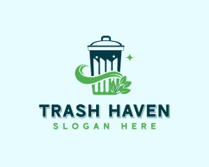 Sustainable Leaf Trash Bin logo design