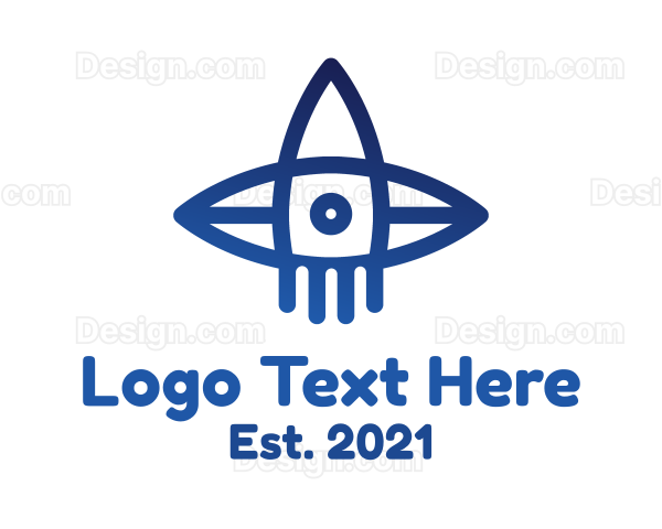 Blue Surfboard Rocket Logo