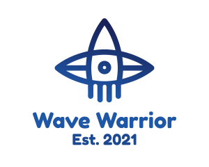 Blue Surfboard Rocket logo