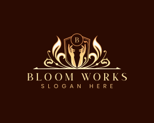  Hand Luxury Floral logo design