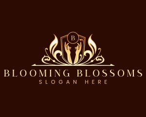  Hand Luxury Floral logo design