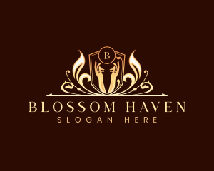  Hand Luxury Floral logo design