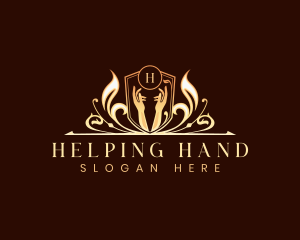  Hand Luxury Floral logo design