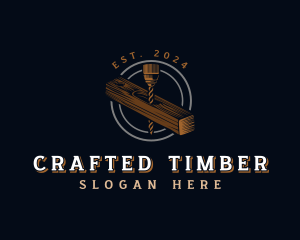 Wood Drill Carpentry logo design