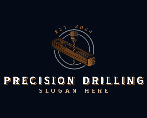 Wood Drill Carpentry logo design