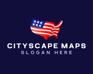 USA Map Flag logo design