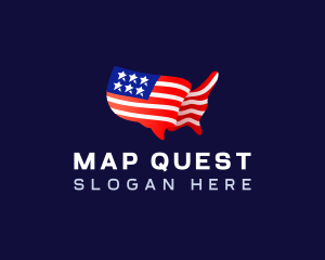 USA Map Flag logo design