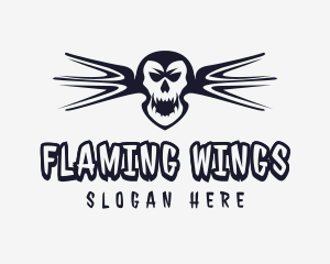 Scary Skull Wings logo design