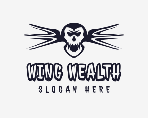 Scary Skull Wings logo design