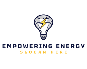 Robotic Lightning Bulb logo design