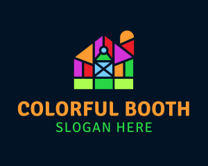 Colorful Geometric Barn logo design