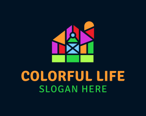 Colorful Geometric Barn logo design