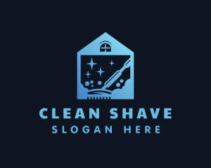 Blue Clean House Vacuum  logo design