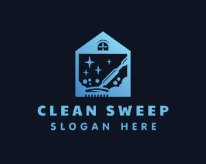 Blue Clean House Vacuum  logo design