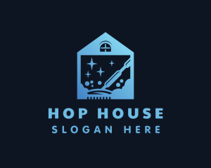 Blue Clean House Vacuum  logo design