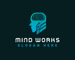 Human Technology Brain logo design