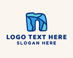 Blue Art Letter N logo