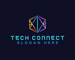 Hexagon Circuit Tech logo design