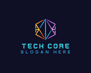 Hexagon Circuit Tech logo design