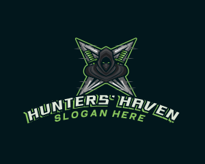 Ninja Hunter Shuriken logo design