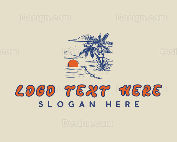 Sunset Beach Retro Logo