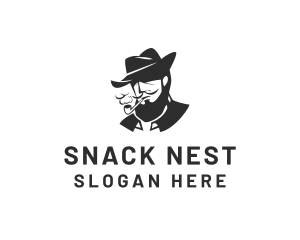 Tobacco Pipe Beard logo design