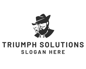 Tobacco Pipe Beard logo design