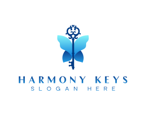 Intricate Butterfly Key logo design