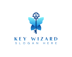 Intricate Butterfly Key logo design