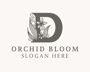 Orchid Flower Letter D  logo