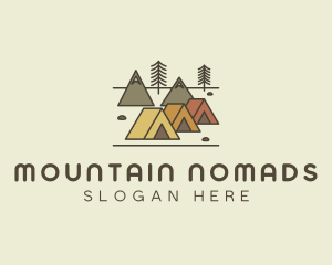 Tent Forest Camping logo design