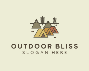 Tent Forest Camping logo design