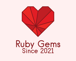 Geometric Ruby Heart  logo design