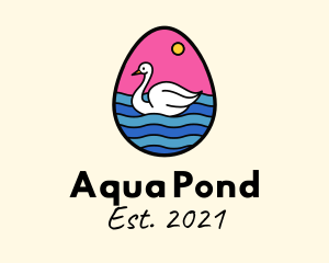 Egg Swan Swimming logo design