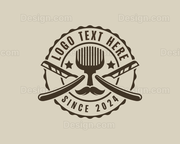 Mustache Shave Razor Logo