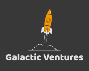 Orange Spaceship Rocket Launch logo