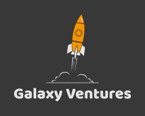 Orange Spaceship Rocket Launch logo