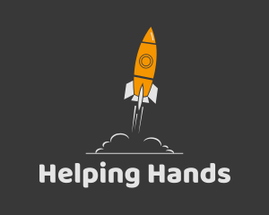 Orange Spaceship Rocket Launch logo