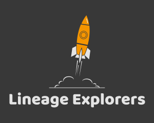 Orange Spaceship Rocket Launch logo design