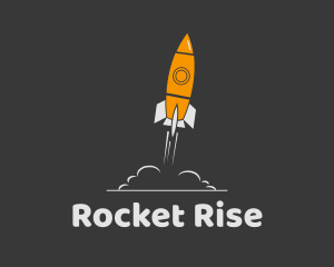Orange Spaceship Rocket Launch logo