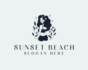 Bikini Flower Woman  logo design