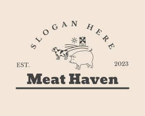 Pig Cow Livestock logo design