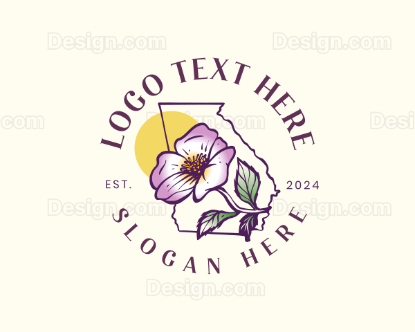 Georgia Map Cherokee Rose Logo