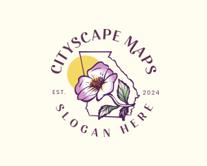 Georgia Map Cherokee Rose logo design