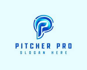 Curve Motion Letter P logo design